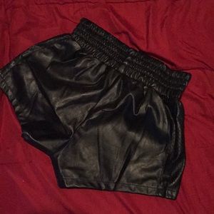 Black leather shorts